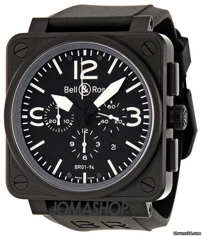 Bell & Ross Aviation Black Dial Chronograph Automatic 46MM Mens Watch BR01-94-CB watches