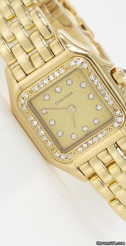 Cartier 18k Gelbgold Panthere Damenuhr mit Diamanten watches