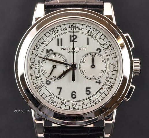 Patek Philippe 18k White Gold Silver Dial Chronograph B&P 5070G watches