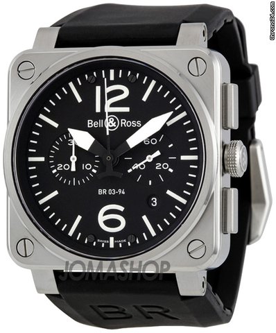 Bell & Ross Aviation Black Dial Chronograph Automatic 42MM Mens Watch BR-03-94-STEEL watches