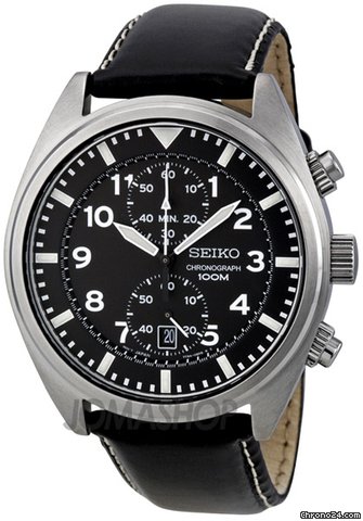 Seiko Black Dial Stainless Steel Chronograph Mens Watch SNN231P2 watches