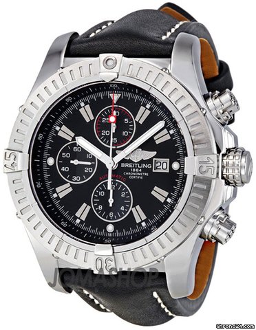 Breitling Super Avenger Black Dial Chronograph Black Leather Strap Mens Watch A1337011-B907BKLT watches