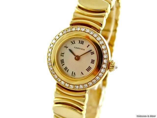 Cartier Colisee Ladies Watch, 18k Yellow Gold, Diamond Set Bezel watches