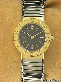 Bulgari Lady's Stainless Steel & 18K Yellow Gold Tubogas Bangle Dresswatch watches