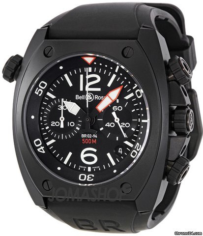 Bell & Ross Marine Black Dial Chronograph 44MM Mens Watch BR-02-94-CARBON watches