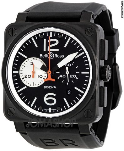 Bell & Ross Aviation Black and White Dial Chronograph Automatic Mens Watch BR0394-BW-CA watches