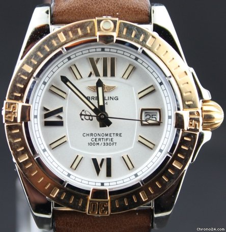 Breitling Cockpit Bi-Color with brown leather strap watches