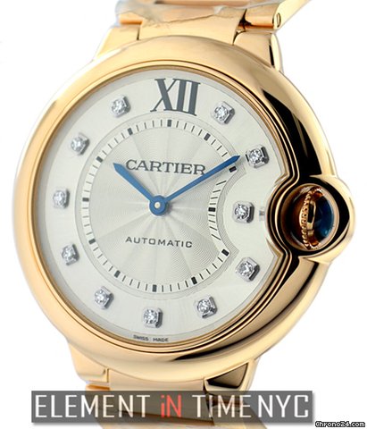Cartier Ballon Bleu MID-SIZE 18k Pink Gold Diamond Dial NIB WE902026 watches