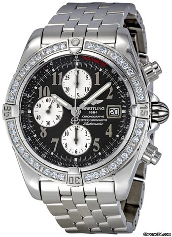 Breitling Chronomat Evolution Anthracite Dial Diamond Bezel Mens Watch A1335653-B722SS watches