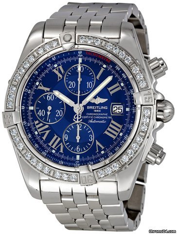 Breitling Chronomat Evolution Blue Dial Diamond Bezel Automatic Mens Watch A1335653-C749SS watches