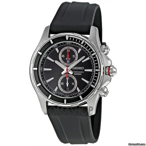 Seiko Black Rubber Strap Chronograph Mens Watch SNN243P2 watches