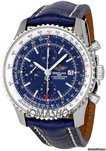 Breitling Navitimer World Blue Dial Chronograph Mens Watch A2432212-C651BLCD watches