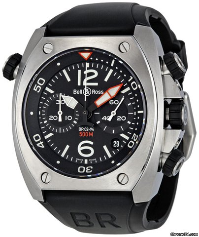 Bell & Ross Marine Black Dial Chronograph Mens Watch BR0294-BL-ST watches