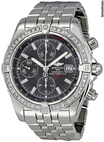 Breitling Chronomat Evolution Graphite Dial Diamond Bezel Automatic Mens Watch A1335653-M512SS watches