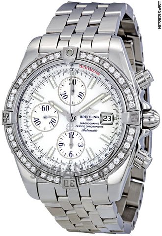 Breitling Chronomat Mother of Pearl Dial Diamond Bezel Mens Watch A1335653-A569SS watches