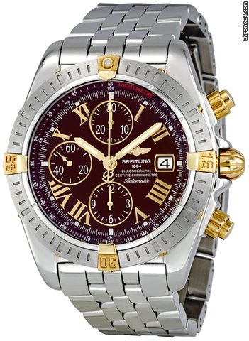 Breitling Chronomat Evolution Burgundy Dial Automatic Mens Watch B1335611-K521SS watches
