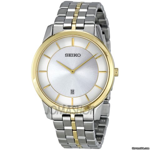 Seiko Silver Dial Two Tone Mens Watch SKP382 watches