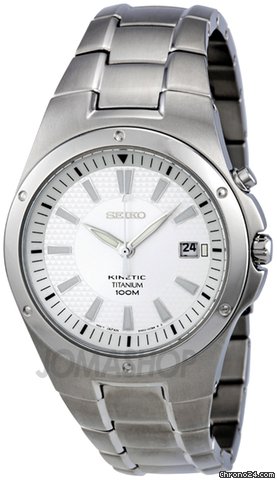 Seiko Kinetic Silver Dial Titanium Mens Watch SKA393 watches
