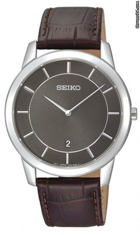 Seiko Brown Dial Brown Leather Strap Mens Watch SKP381P2 watches