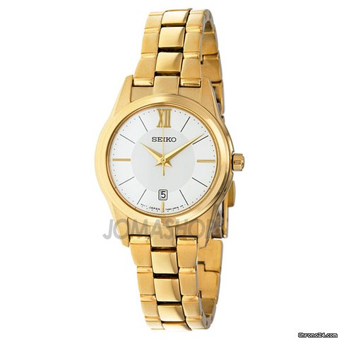 Seiko Silver Dial Gold Tone Stainless Steel Ladies Watch SXDC82 watches
