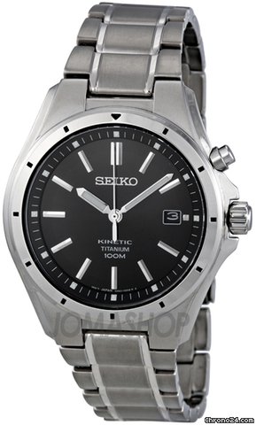 Seiko Kinetic Black Dial Titanium Mens Watch SKA493 watches