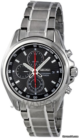Seiko Chronograph Tachymeter Black Dial Titanium Mens Watch SNDC93 watches