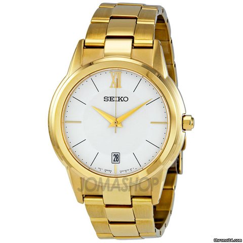 Replica Seiko White Dial Gold Tone Stainless Steel Mens Watch SGEF46 Watch