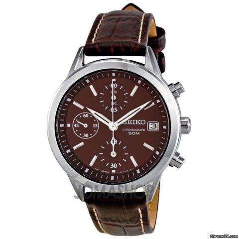 Seiko Brown Dial Chronograph Leather Strap Ladies Watch SNDY43 watches