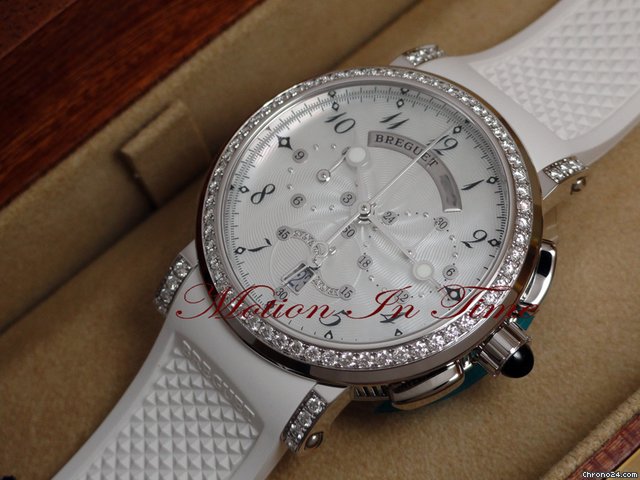 Breguet Marine Chronograph Ladies White Gold Diamond w. White Rubber watches