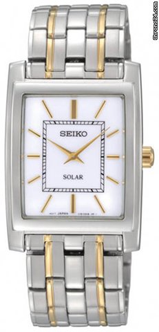Seiko White Dial Two Tone Solar Quartz Mens Watch SUP893 watches