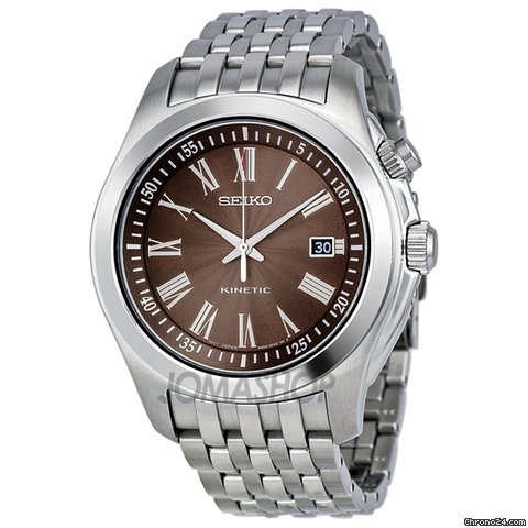 Seiko Kinetic Brown Dial Stainless Steel Mens Watch SKA491 watches