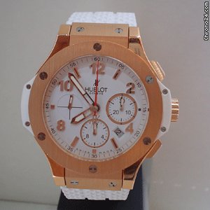 Hublot BiG BANG ROSE GOLD PORTO CERVO WHiTE DiAL & RUBBER watches