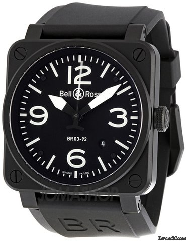 Bell & Ross Aviation Black Dial 42MM Automatic Mens Watch BR03-92-CB watches