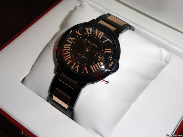 Cartier BALLON BLEU LARGE ROSE GOLD & BLACK PVD STEEL - RARE AUTO watches