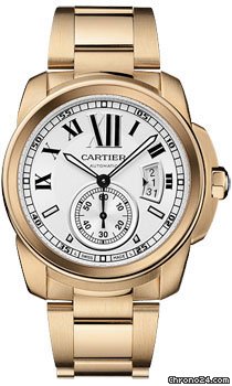Cartier CALIBRE DE CARTIER MENS ROSE GOLD SILVER ON BRACELET watches