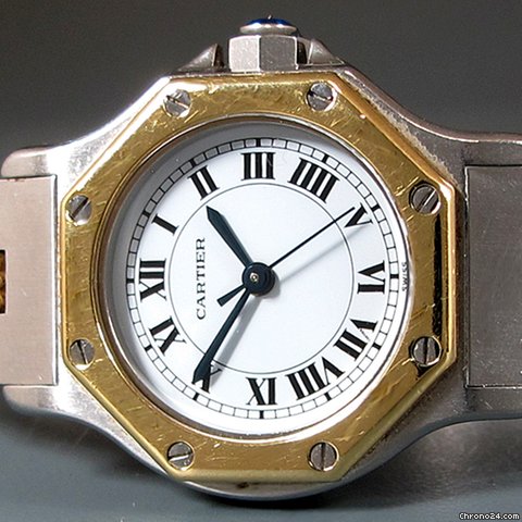Cartier Santos - Damenuhr, Stahl/18K/750 Gelbgold, Quarz watches