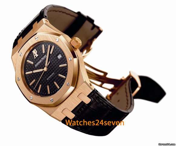 Replica Audemars Piguet Royal Oak Black Dial Rose Gold on Strap 15300or.00.d002cr.01 Watch