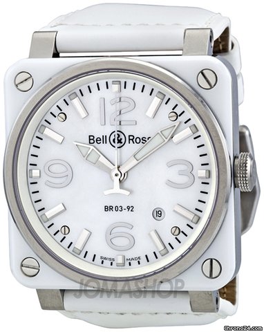 Bell & Ross Aviation Mother of Pearl White Ceramic Mens Watch BR0392-WHT-CER watches