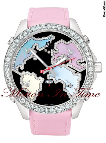 Jacob & Co. "THE WORLD IS YOURS" 5-TIMEZONE 40mm black enamel & pastel watches