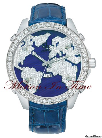 Jacob & Co. "THE WORLD IS YOURS" 5-TIMEZONE 47mm ROYAL BLUE ENAMEL DIAMO watches