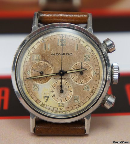 Movado 95m chrono waterproof case anti slide pushers rare vintage watches