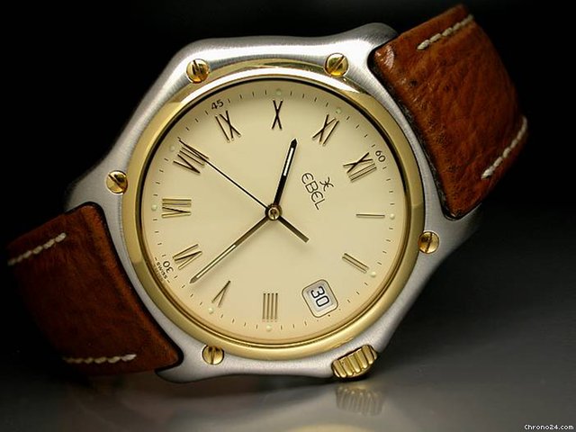 Ebel "1911" 1187916 Edelstahl/18K Gelbgold-Lederband watches