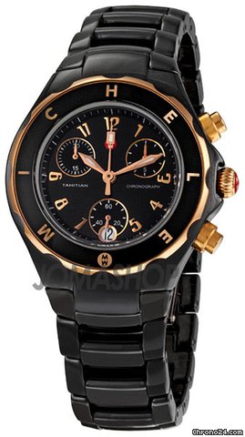Michele Tahitian Ceramic Black Rose Gold Ladies Watch MWW12A000010 watches