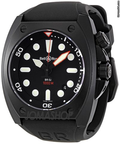 Bell & Ross Marine Carbon Pro Black Dial Automatic Mens Watch BR02-92-CARBONPR watches