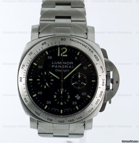 Panerai Luminor Chronograph Daylight SS/SS Black Dial K Series (2008) 44MM watches