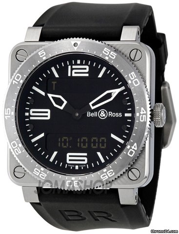 Bell & Ross Type Aviation Black Dial Steel Case Mens Watch 03-TYPE-AVI-ST watches