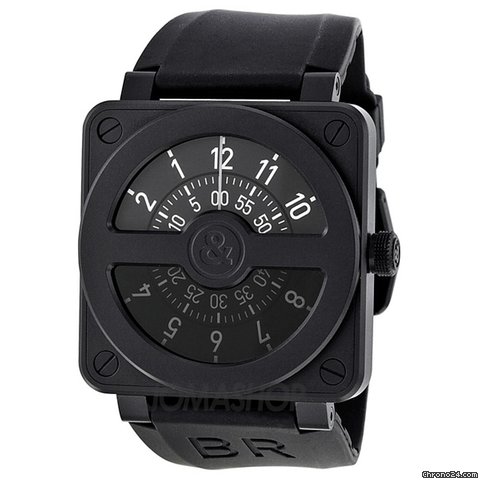 Bell & Ross Compass Black Dial and Black Rubber Strap Mens Watch BR01-92-COMCARBN watches
