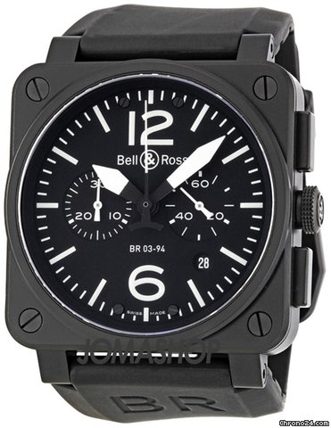 Bell & Ross Aviation Black Dial Chronograph Mens Watch BR0394-BL-CA watches