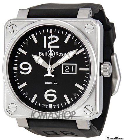 Bell & Ross Grande Date Black Dial Black Rubber Mens Watch BR0196-BL-ST watches