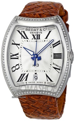 Bedat & Co No 3 Opaline Guilloche Dial Brown Alligator Strap Automatic Ladies Watch 315-020-100 watches